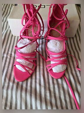 ALDO pink lace up heels.